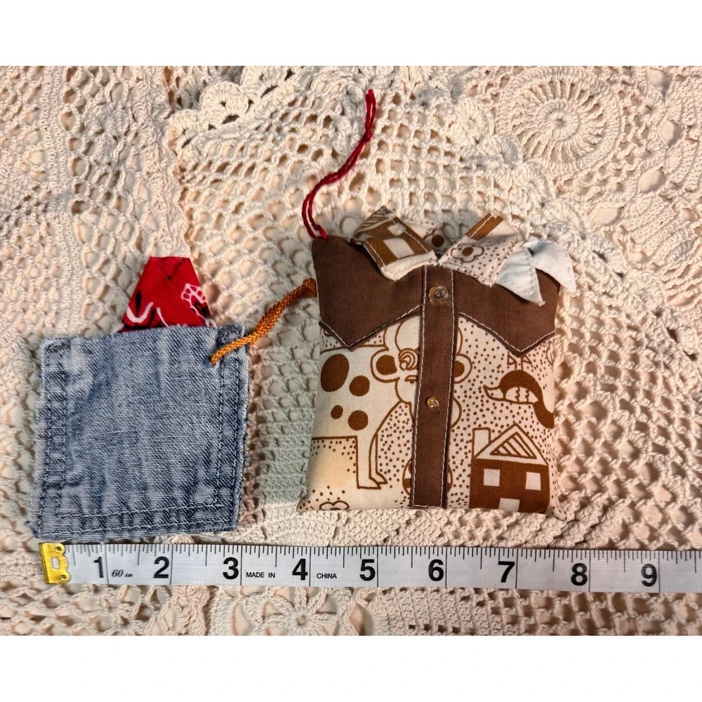 Handmade Countrycore Ornament Set Denim Pocket Bandana‎ Farmhouse Decor